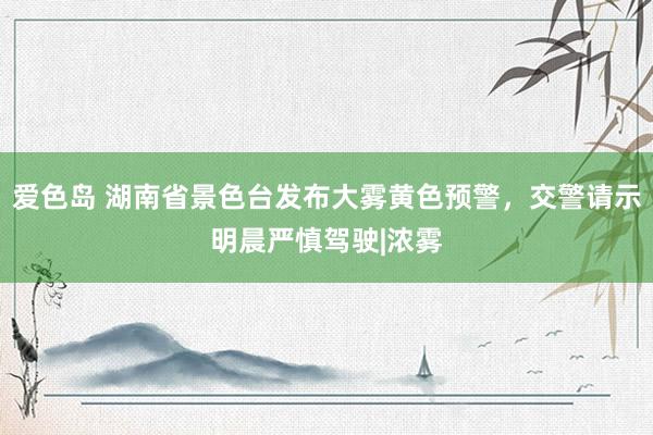 爱色岛 湖南省景色台发布大雾黄色预警，交警请示明晨严慎驾驶|浓雾